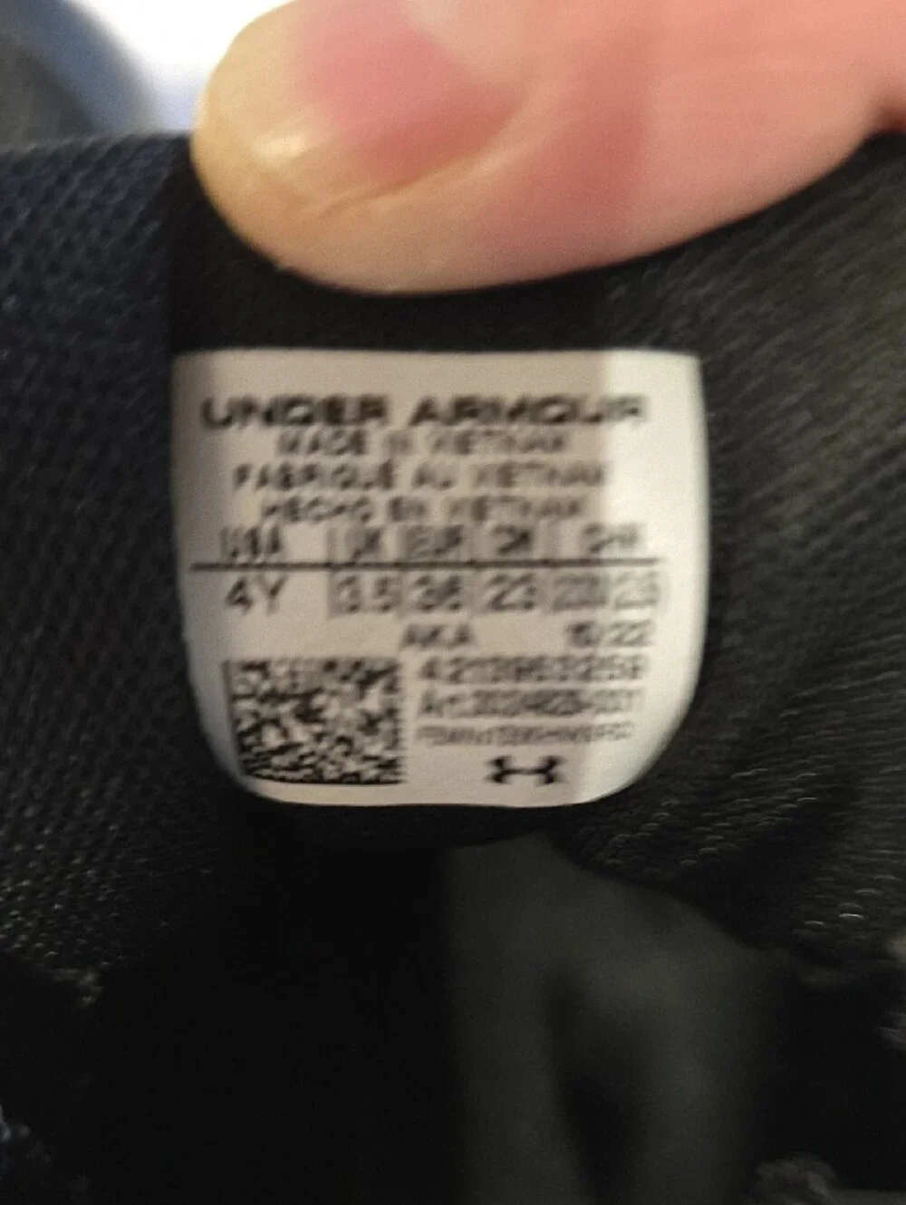 Under Armour Kids Black and White Athletic Sneakers